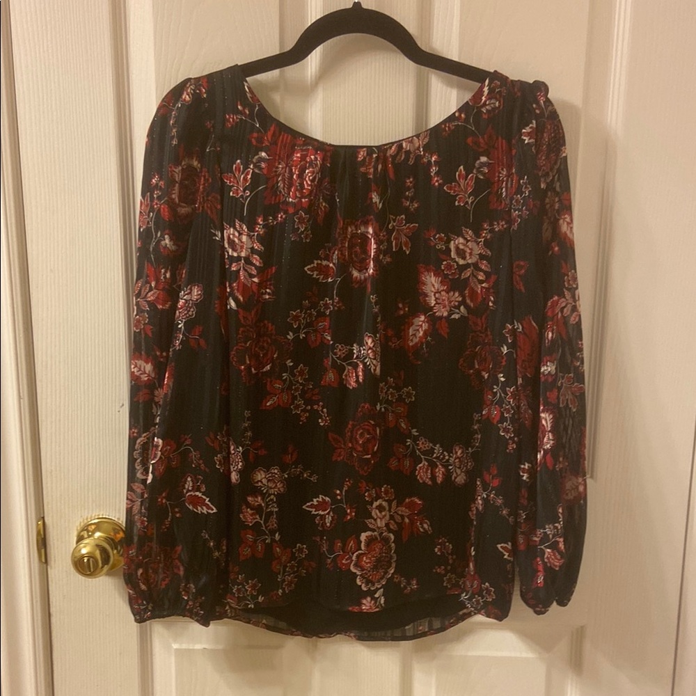Cleo Red Relaxed Floral Blouse